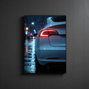 Tesla Model 3 - Neon Car Poster