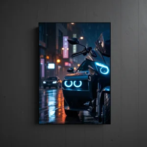 Yamaha VMAX and Dodge Challenger - Neon Car Poster